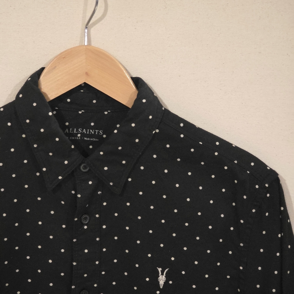 All Saints Black Polka Dot Men's Shirt
